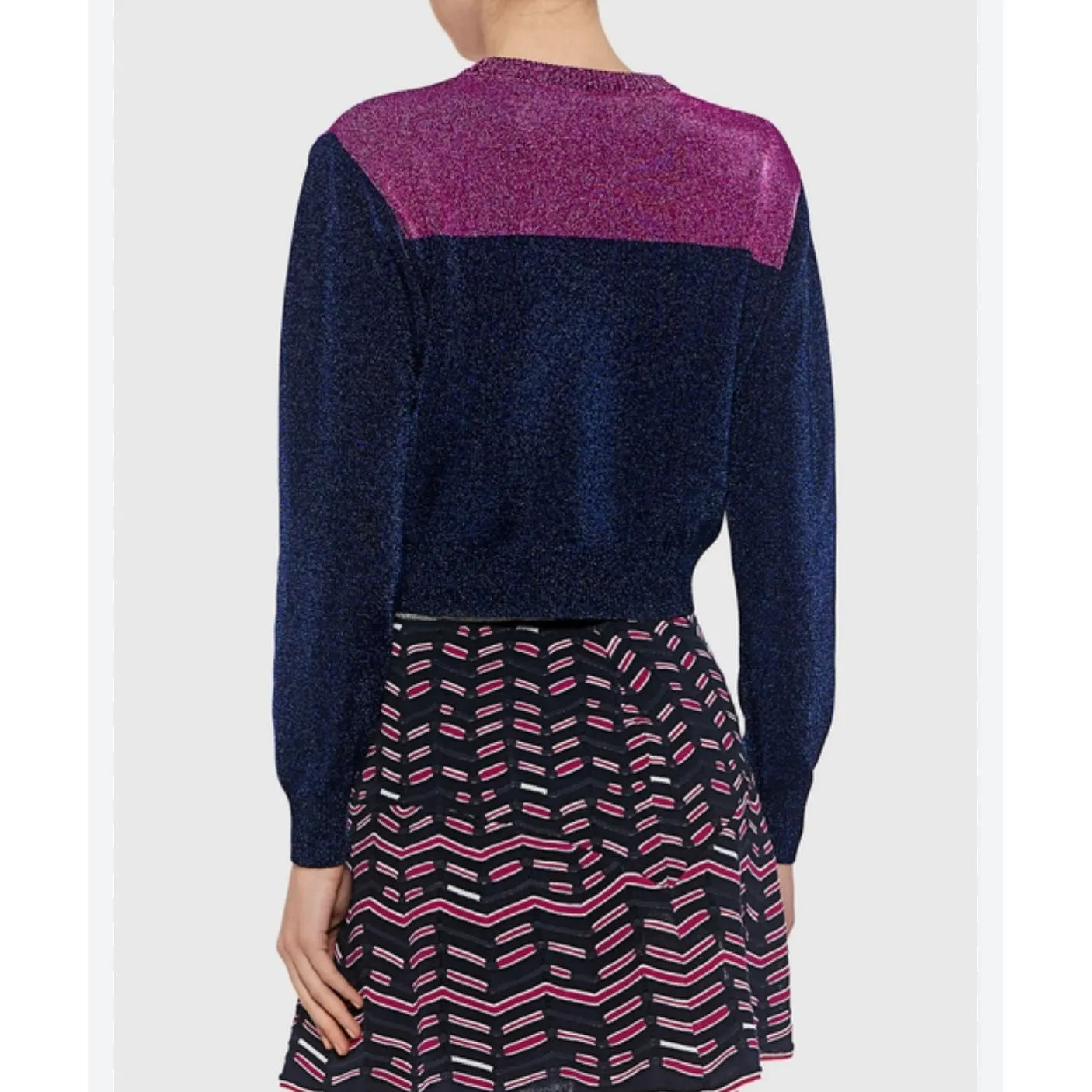 M Missoni Colorblock Blue & Pink Shimmer Sweater Crop Top